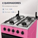 Ver imagem 4 de Fogão a Gás Delicato 4 Bocas com Forno 52 Litros Mesa em Aço Inox e Tampa de Vidro Clarice
