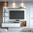 Ver imagem 2 de Painel Tv 58 Pol 180cm Bancada Suspensa Jordan Calacatta/freijó/branco Neve C04 - D’Rossi