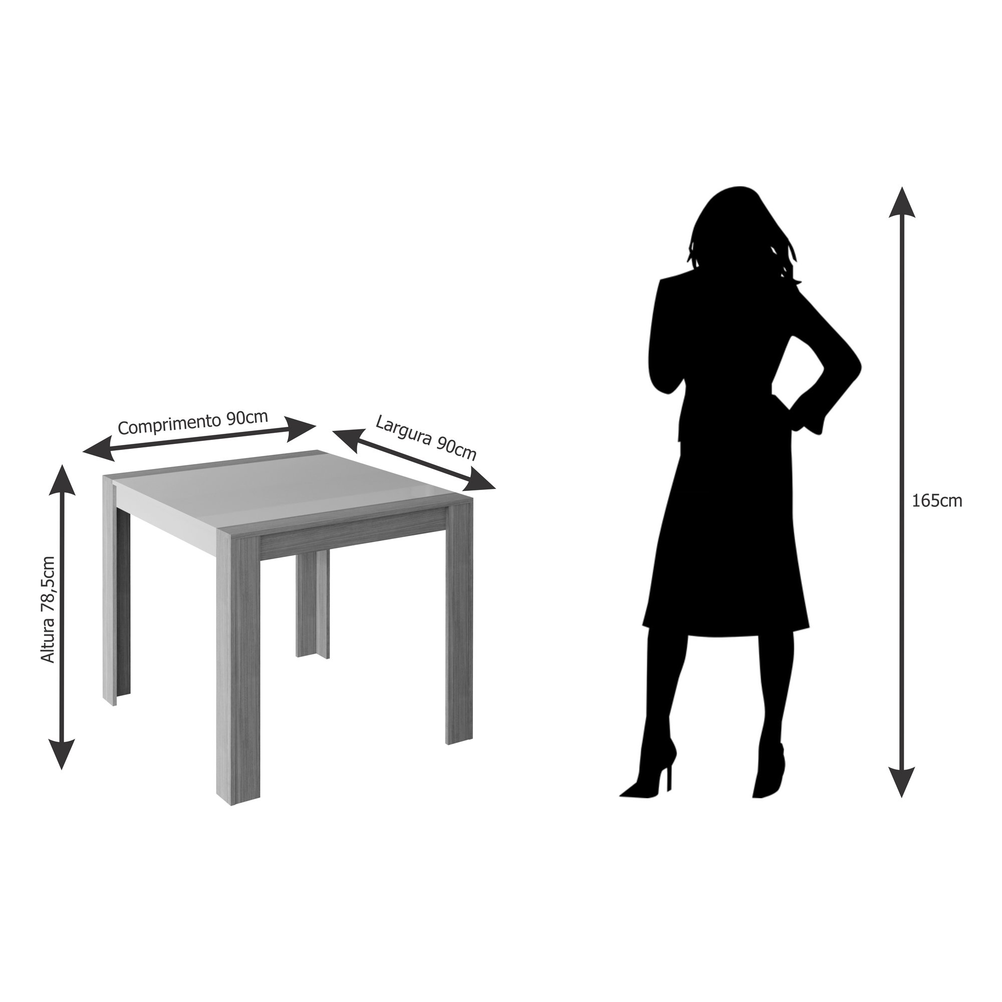 Mesa para Sala de Jantar Grace 90 x 90 cm 100% MDF e 4 Cadeiras Maia Cimol Nature/Off White/ - 6