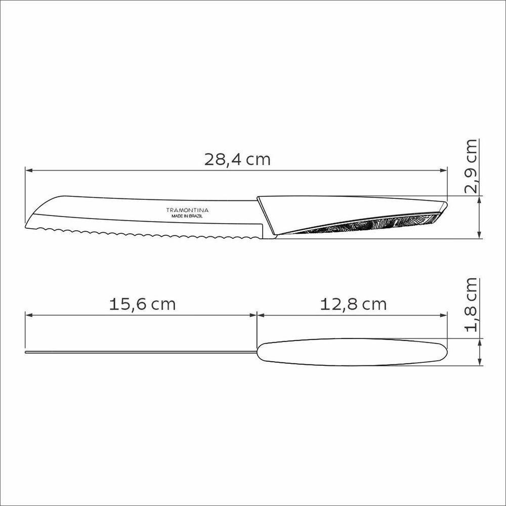 Faca para Pão Lyf com Lâmina em Aço Inox e Cabo de Polipropileno Pcr Verde Natureza 7" - 3