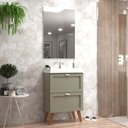 Ver imagem 1 de Gabinete para Banheiro com Cuba e Espelho 60cm Retro Mdf Verde Milano - On Móveis