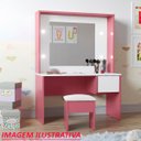 Ver imagem 6 de Penteadeira Escrivaninha Infantil com Banqueta Espelho Rosa