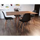 Ver imagem 1 de Conjunto De Mesa Eames Eiffel Retangular 120x75 Tampo De Madeira Amêndoa Com 4 Cadeiras Pretas