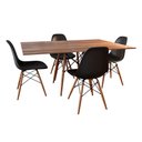Ver imagem 2 de Conjunto De Mesa Eames Eiffel Retangular 120x75 Tampo De Madeira Amêndoa Com 4 Cadeiras Pretas