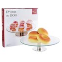 Ver imagem 2 de Prato de Bolo e Doces de Vidro com Pedestal em Aço Inox 30cm