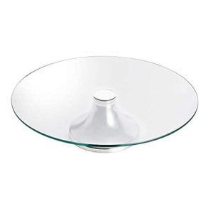 Prato de Bolo e Doces de Vidro com Pedestal em Aço Inox 30cm