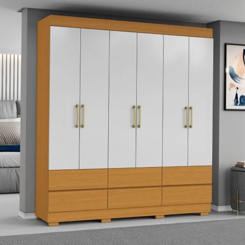 Guarda Roupa Casal Marrocos 6 Portas 187 Cm Cinamomo Off White Armoveis