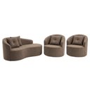 Ver imagem 2 de Kit de 01 Sofá Orgânico Curvo Feijão + 02 Poltronas Confortável Sala Estúdio Amore Bouclê Cappuccino