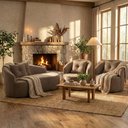 Ver imagem 1 de Kit de 01 Sofá Orgânico Curvo Feijão + 02 Poltronas Confortável Sala Estúdio Amore Bouclê Cappuccino