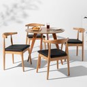 Ver imagem 1 de Mesa de Jantar Square Redonda Bétula - 88cm + 4 Cadeiras Elbow Madeira Abra Cadabra