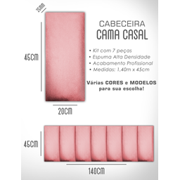 Kit 7 Cabeceiras de Cama Box Casal Estofada Modulada 1,40mx45cm - 6