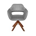 Ver imagem 1 de Poltrona Zara Base Giratória Madeira Espuma D28 Linho Cinza 320 Confortável Bella Decor