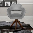Ver imagem 4 de Poltrona Zara Base Giratória Madeira Espuma D28 Linho Cinza 320 Confortável Bella Decor