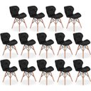 Ver imagem 1 de Kit 14 Cadeiras de Jantar Charles Eames Slim Wood Estofada - Preto