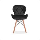 Ver imagem 3 de Kit 14 Cadeiras de Jantar Charles Eames Slim Wood Estofada - Preto