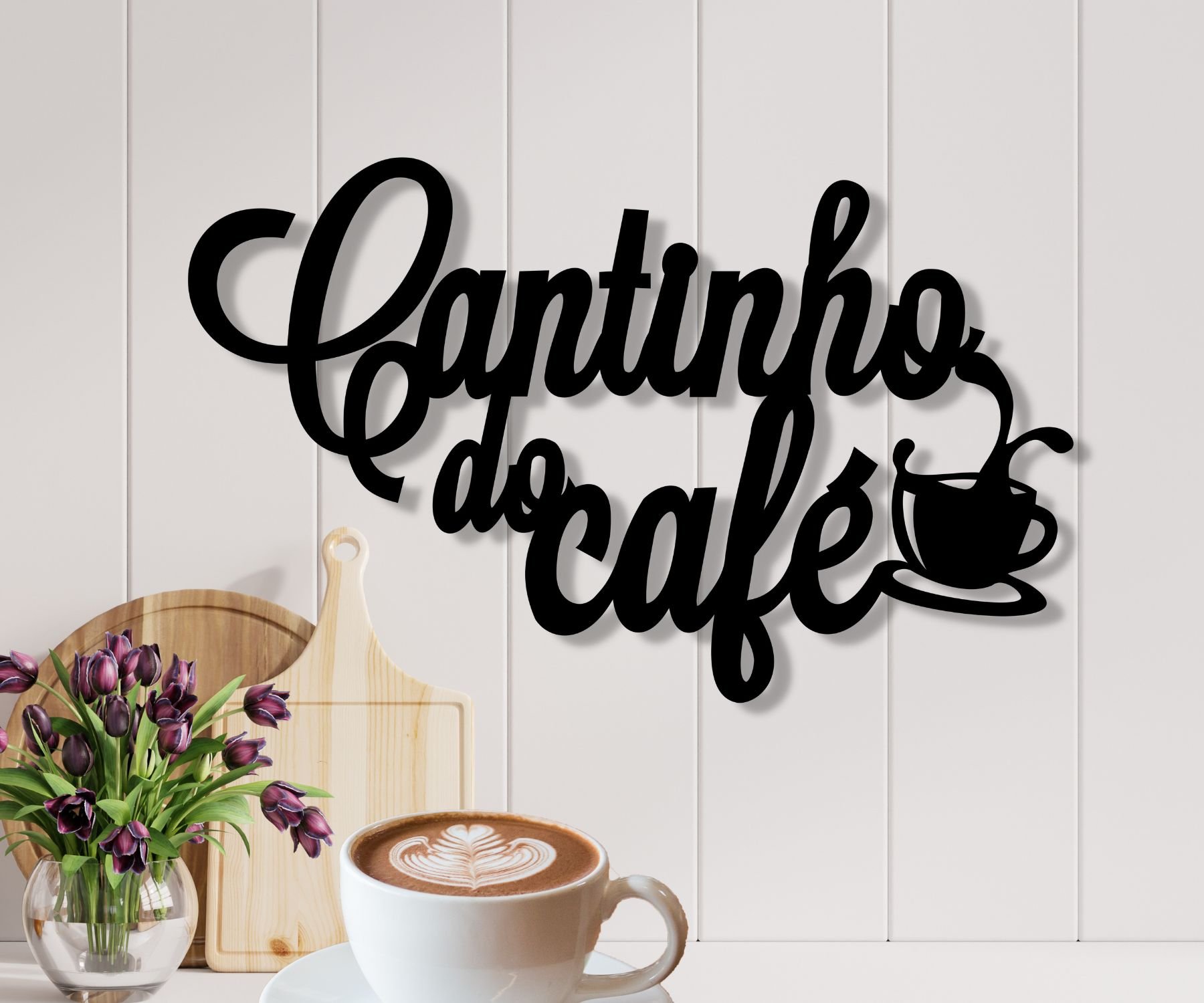 Painel Decorativo Cantinho Do Café Luxo Xícara e Pires Preto - 2