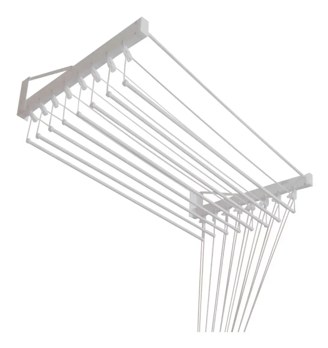 Varal De Parede Individual 200cm x 12 Varetas - Em Alumínio Branco - 4