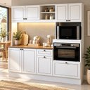 Ver imagem 1 de Cozinha Isis Americana Compacta com LED e Tampo Incluso e Espaço Forno e Microondas Branca