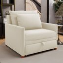 Ver imagem 6 de Poltrona Retrátil Cama Solteiro 2 em 1 Zia Confortável e Funcional Bouclê Bege - Desk Design