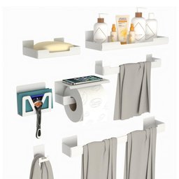 Kit Acessórios para Banheiro Branco Adesivo 7pç Elg - 3