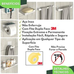 Kit Acessórios para Banheiro Branco Adesivo 7pç Elg - 4