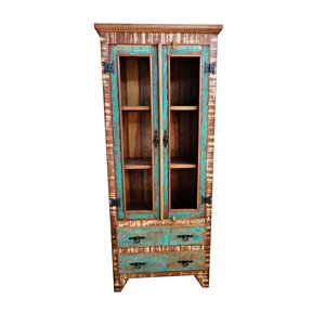 Armário Cozinha Cristaleira Madeira Maciça Rustica Madeira