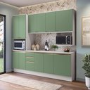 Ver imagem 1 de Armário de Cozinha Compacta Nicho Micro-ondas 100% Mdf 250cm Branco/verde Oliva Celeste Kappesberg
