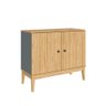 Aparador Buffet 90cm 2 Portas Puxador Metálico Pés Madeira Cor:mel Petróleo - 2