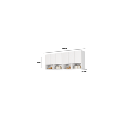 Armario Aéreo Organizador Multiuso Quarto Sala Bela 6 Portas:Branco - 4