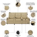 Ver imagem 3 de Poltrona do Papai Reclinável Mallie 3 Lugares Baú Usb Fh9 Veludo Bege - Mpozenato