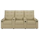 Ver imagem 1 de Poltrona do Papai Reclinável Mallie 3 Lugares Baú Usb Fh9 Veludo Bege - Mpozenato