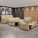 Ver imagem 2 de Poltrona do Papai Reclinável Mallie 3 Lugares Baú Usb Fh9 Veludo Bege - Mpozenato