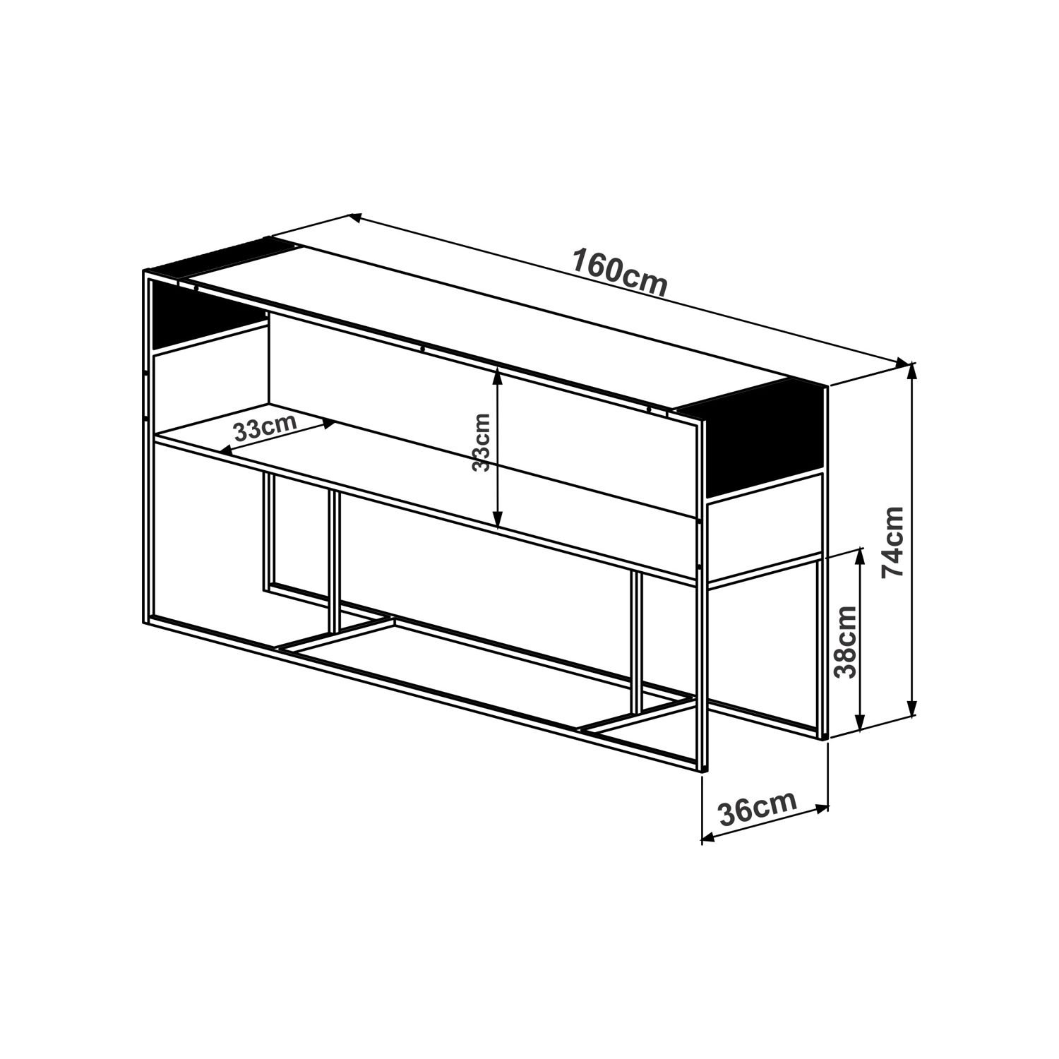 Balcão Aparador Metalic 160cm Estilo Industrial Asn 27900 Naturart - 2