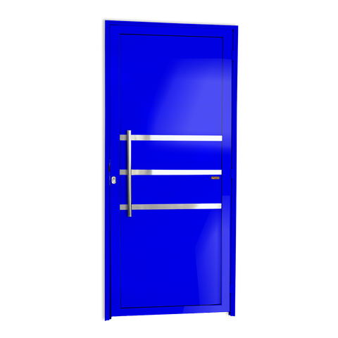 Porta Alumínio Lambril c/Friso c/Puxador e.Azul 90 Brimak