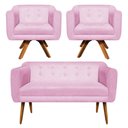 Ver imagem 1 de Kit Namoradeira 2 Lugares e 2 Poltronas Julia Rosa Bebê