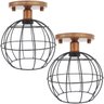 2 Lustres Teto Plafon Industrial Aramado Globo Preto Retrô Luminária Vintage Cobre Rose Agp - 1