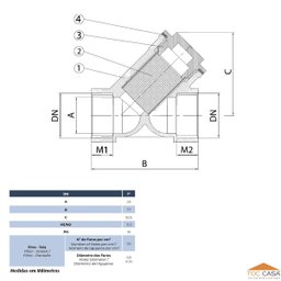 Filtro Tipo Y Industrial de 1 de Latão Forjado com Tela em Aço Inox Alta Durabilidade Pn 16 - 3