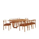 Ver imagem 2 de Conjunto Mesa de Jantar Tampo 240cm Barril Laminado Ello e 8 Cadeiras Mônaco Premium Marrom/Cinamomo