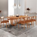 Ver imagem 1 de Conjunto Mesa de Jantar Tampo 240cm Barril Laminado Ello e 8 Cadeiras Mônaco Premium Marrom/Cinamomo