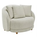 Ver imagem 3 de Kit 02 Poltronas Decorativa Sala de Estar Base Fixa de Madeira Witta M03 Bouclê Bege Claro - Lyam de
