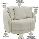 Ver imagem 4 de Kit 02 Poltronas Decorativa Sala de Estar Base Fixa de Madeira Witta M03 Bouclê Bege Claro - Lyam de