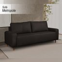 Ver imagem 2 de Sofá Decorativo Sala de Estar Metropole 3 Lugares 220cm Couro Capuccino - Mozzelar