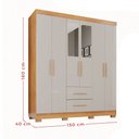 Ver imagem 4 de Guarda-roupa Casal Diamante Premium 6 Portas 2 Gavetas com Pés e Espelho Cinamomo/off White - Pnr Mó