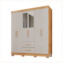 Ver imagem 2 de Guarda-roupa Casal Diamante Premium 6 Portas 2 Gavetas com Pés e Espelho Cinamomo/off White - Pnr Mó