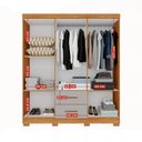 Ver imagem 3 de Guarda-roupa Casal Diamante Premium 6 Portas 2 Gavetas com Pés e Espelho Cinamomo/off White - Pnr Mó
