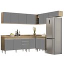 Ver imagem 1 de Armário de Cozinha Modulado de Canto 7 Peças Cp23 Balcão com Tampo Castanho/cinza - Lumil Lumil Móve