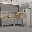 Ver imagem 2 de Armário de Cozinha Modulado de Canto 7 Peças Cp23 Balcão com Tampo Castanho/cinza - Lumil Lumil Móve