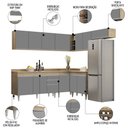 Ver imagem 3 de Armário de Cozinha Modulado de Canto 7 Peças Cp23 Balcão com Tampo Castanho/cinza - Lumil Lumil Móve