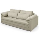 Ver imagem 7 de Sofá Retrátil para Sala de Estar 3 Lugares 215cm Riza S03 Couro Bege Pérola - Lyam Decor