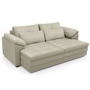 Ver imagem 2 de Sofá Retrátil para Sala de Estar 3 Lugares 215cm Riza S03 Couro Bege Pérola - Lyam Decor